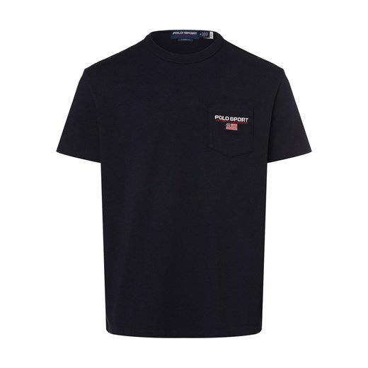 Polo Sport T-shirt - klasyczny krój Mężczyźni Bawełna granatowy jednolity ze sklepu vangraaf w kategorii T-shirty męskie - zdjęcie 170642499