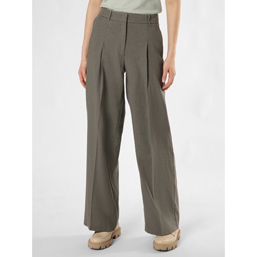 Cambio Spodnie z lnem - Mira Kobiety Bawełna khaki jednolity ze sklepu vangraaf w kategorii Spodnie damskie - zdjęcie 170642518