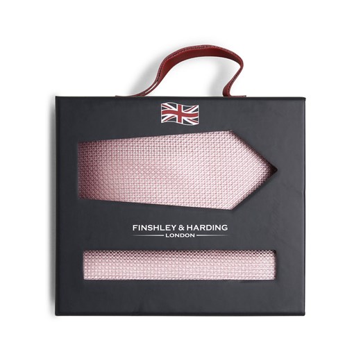 Finshley & Harding London Krawat i poszetka z jedwabiu Mężczyźni Jedwab różowy Finshley & Harding London ONE SIZE vangraaf