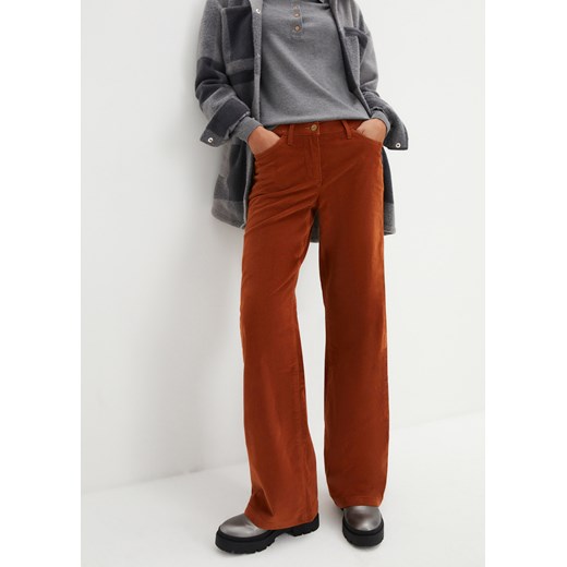Spodnie sztruksowe ocieplane Marlena ze sklepu bonprix w kategorii Spodnie damskie - zdjęcie 170649227