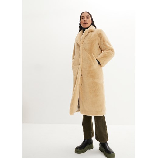 Płaszcz oversize ze sztucznego futerka, z kołnierzem ze sklepu bonprix w kategorii Płaszcze damskie - zdjęcie 170649427