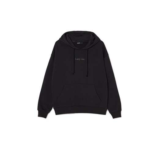 Cropp - Czarna bluza z kapturem - czarny ze sklepu Cropp w kategorii Bluzy damskie - zdjęcie 170652667