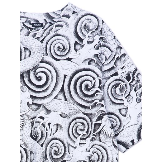 Cropp - T-shirt z czarno-białym nadrukiem - kremowy Cropp M Cropp