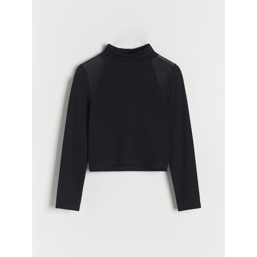 Reserved - Bluzka z przezroczystymI wstawkami - czarny ze sklepu Reserved w kategorii Bluzki dziewczęce - zdjęcie 170653139