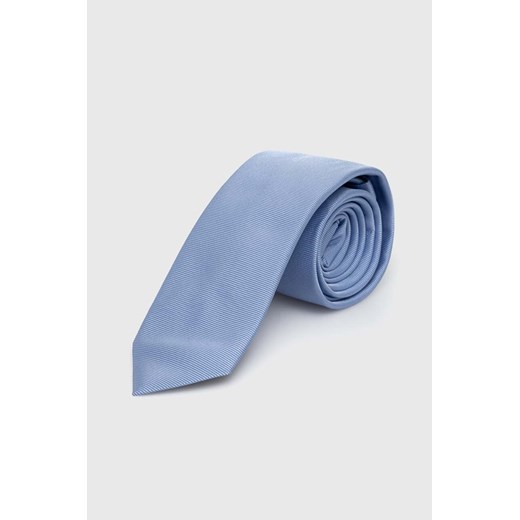 HUGO krawat jedwabny kolor niebieski 50468199 ze sklepu ANSWEAR.com w kategorii Krawaty - zdjęcie 170653535
