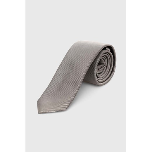 HUGO krawat jedwabny kolor szary 50468199 ze sklepu ANSWEAR.com w kategorii Krawaty - zdjęcie 170653537
