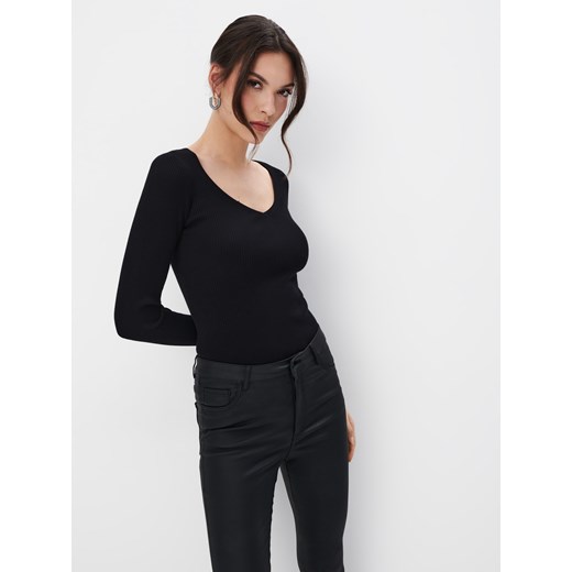 Mohito - Prążkowana bluzka - czarny ze sklepu Mohito w kategorii Bluzki damskie - zdjęcie 170654806