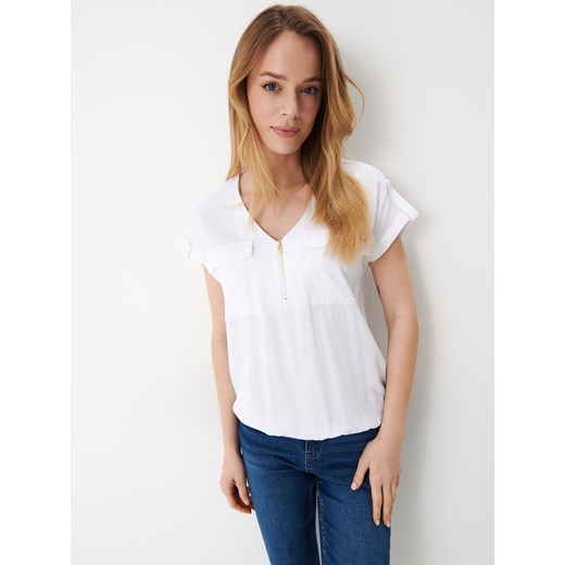 Mohito - Biała bluzka z wiskozy - biały ze sklepu Mohito w kategorii Bluzki damskie - zdjęcie 170654847