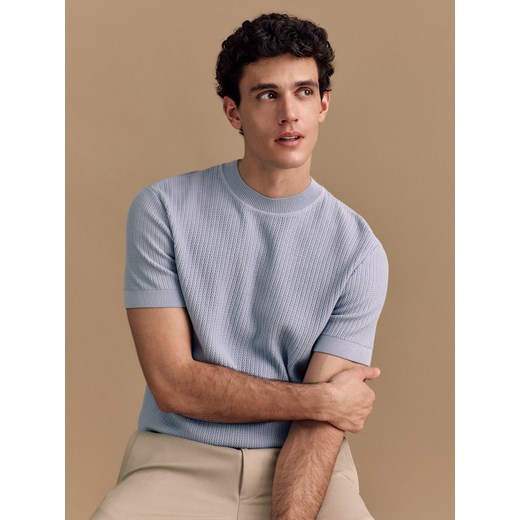 Reserved - Sweter z krótkim rękawem - jasnoniebieski ze sklepu Reserved w kategorii T-shirty męskie - zdjęcie 170655718