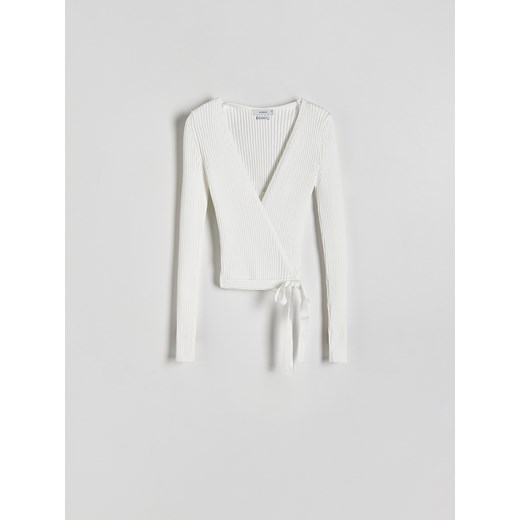 Reserved - Sweter z wiązaniem - złamana biel ze sklepu Reserved w kategorii Swetry damskie - zdjęcie 170655895