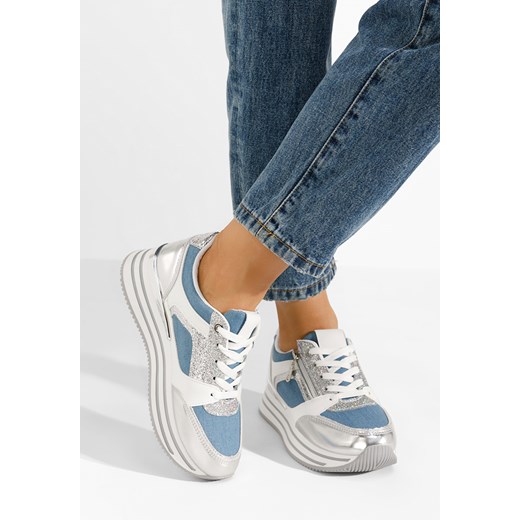 Niebieskie sneakersy na platformie Nellia ze sklepu Zapatos w kategorii Buty sportowe damskie - zdjęcie 170655935