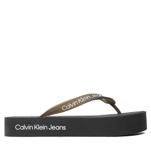 Japonki Calvin Klein Jeans Beach Sandal Flatform Logo YW0YW01092 Black/Bright 40 eobuwie.pl