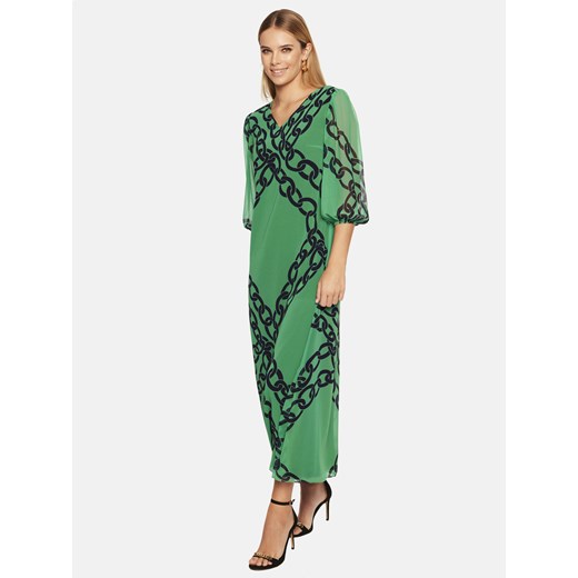 Zielona sukienka ze wzorem w łańcuchy L'AF Marina 40 Eye For Fashion