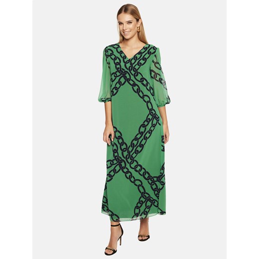 Zielona sukienka ze wzorem w łańcuchy L'AF Marina 38 Eye For Fashion