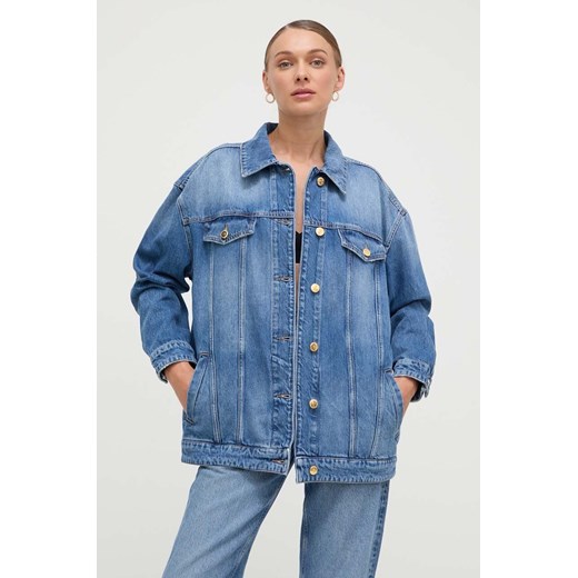 Elisabetta Franchi kurtka jeansowa damska kolor niebieski przejściowa BJ26N41E2 ze sklepu ANSWEAR.com w kategorii Kurtki damskie - zdjęcie 170664636