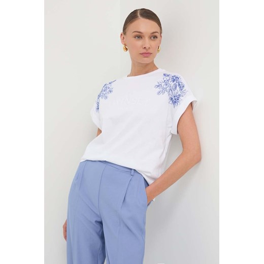 Twinset t-shirt bawełniany damski kolor niebieski ze sklepu ANSWEAR.com w kategorii Bluzki damskie - zdjęcie 170664807