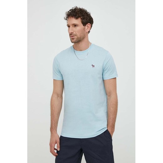 PS Paul Smith t-shirt bawełniany męski kolor niebieski gładki ze sklepu ANSWEAR.com w kategorii T-shirty męskie - zdjęcie 170664859