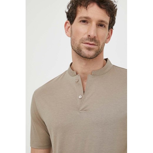 Drykorn t-shirt LOUIS męski kolor beżowy gładki 52010949852 ze sklepu ANSWEAR.com w kategorii T-shirty męskie - zdjęcie 170664919