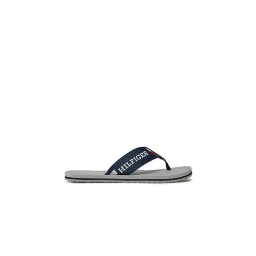 Tommy Hilfiger Japonki Corporate Monotype Beach Sandal FM0FM04913 Srebrny ze sklepu MODIVO w kategorii Klapki męskie - zdjęcie 170667037