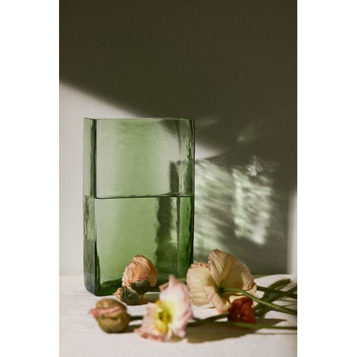 H & M - Szklany wazon o strukturalnej powierzchni - Zielony ze sklepu H&M w kategorii Wazony - zdjęcie 170667097
