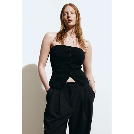 H & M - Dzianinowy top bandeau - Czarny ze sklepu H&M w kategorii Bluzki damskie - zdjęcie 170667256