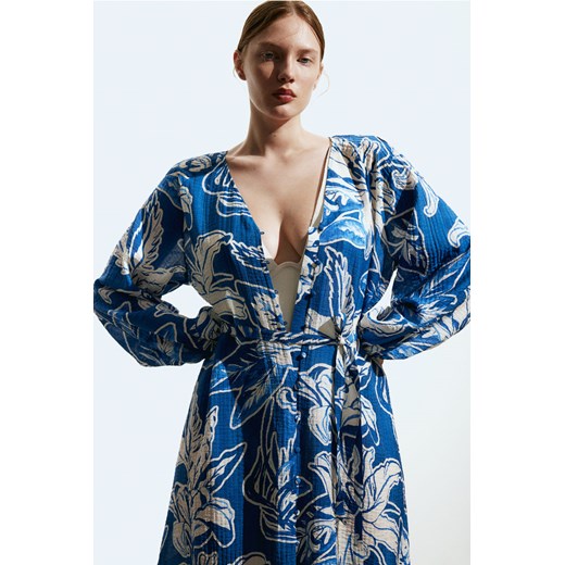 H & M - Sukienka z krepy z wiązanym paskiem - Niebieski ze sklepu H&M w kategorii Sukienki - zdjęcie 170667288
