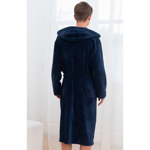 Ciepły szlafrok męski z kapturem granatowy Mimas, Kolor granatowy, Rozmiar XL, Italian Fashion ze sklepu Primodo w kategorii Szlafroki męskie - zdjęcie 170680909