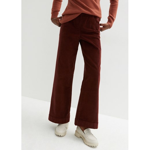 Szerokie spodnie sztruksowe Marlena high-waist z gumką w talii 50 bonprix