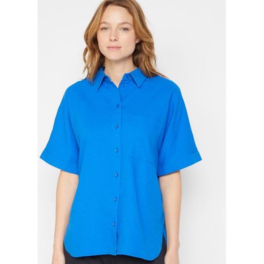 Bluzka oversize z krótkim rękawem, z materiału z domieszką lnu ze sklepu bonprix w kategorii Bluzki damskie - zdjęcie 170682977