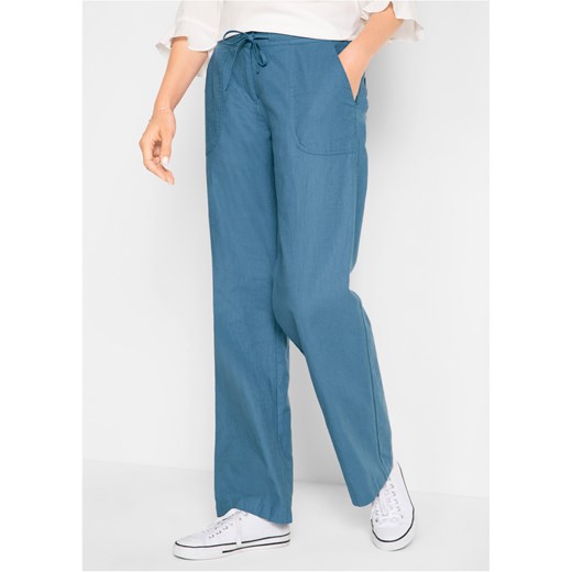Spodnie lniane z szerokimi nogawkami ze sklepu bonprix w kategorii Spodnie damskie - zdjęcie 170683078