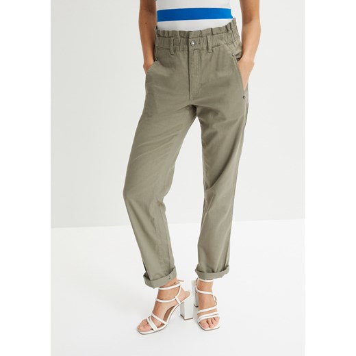 Spodnie twillowe ze stretchem z wygodnym paskiem ze sklepu bonprix w kategorii Spodnie damskie - zdjęcie 170683087