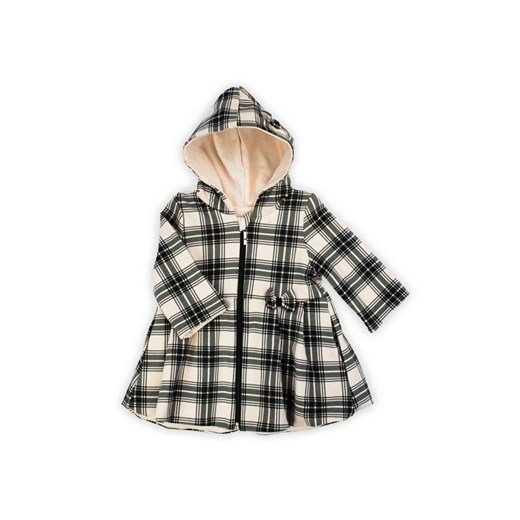 Płaszcz dresowy dla dziewczynki w kratkę czarny ze sklepu 5.10.15 w kategorii Płaszcze dziewczęce - zdjęcie 170683327