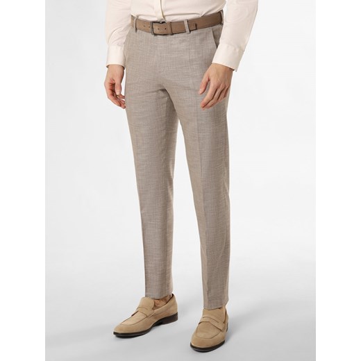 Finshley & Harding Spodnie - Mitch Mężczyźni Modern Fit beżowy wypukły wzór tkaniny ze sklepu vangraaf w kategorii Spodnie męskie - zdjęcie 170685396