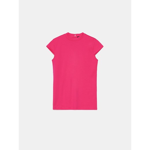 Mohito - Różowa bluzka z krótkim rękawem - fuksjowy ze sklepu Mohito w kategorii Bluzki damskie - zdjęcie 170686608