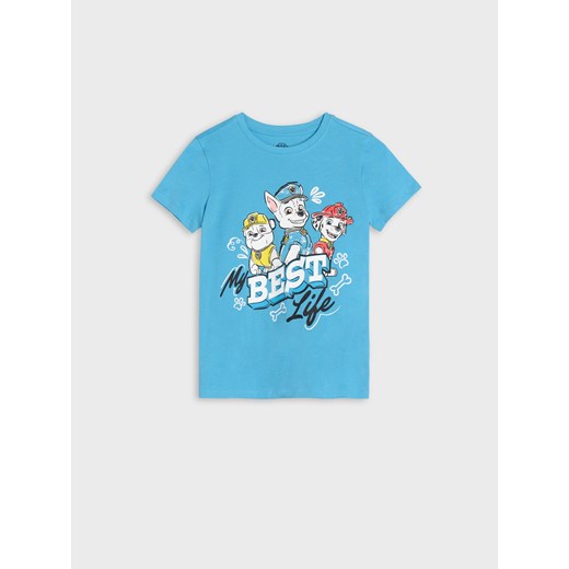 T-shirt chłopięce niebieski Sinsay z krótkim rękawem 