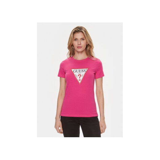 Guess T-Shirt W1YI1B I3Z14 Różowy Slim Fit ze sklepu MODIVO w kategorii Bluzki damskie - zdjęcie 170696609