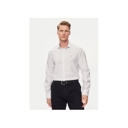Tommy Hilfiger Koszula Circle MW0MW34649 Biały Slim Fit ze sklepu MODIVO w kategorii Koszule męskie - zdjęcie 170697029