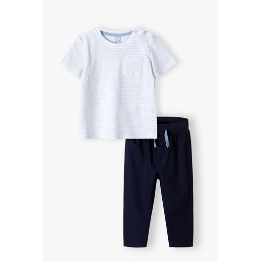 Bawełniany komplet niemowlęcy - t-shirt i granatowe spodnie 5.10.15. 86 5.10.15