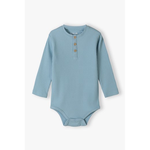 Niebieskie body niemowlęce z dzianiny prążkowanej - długi rękaw ze sklepu 5.10.15 w kategorii Body niemowlęce - zdjęcie 170697697