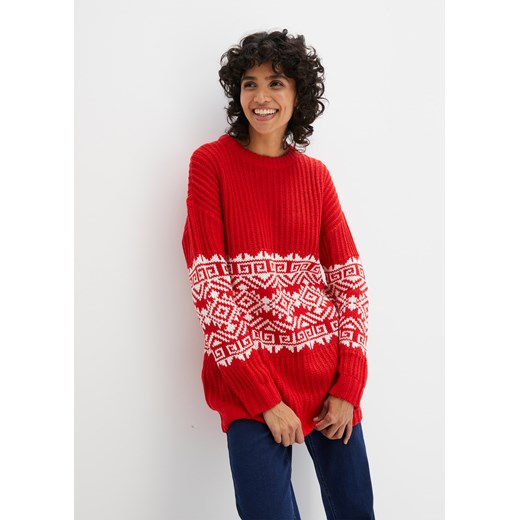 Długi sweter w norweski wzór ze sklepu bonprix w kategorii Swetry damskie - zdjęcie 170706646