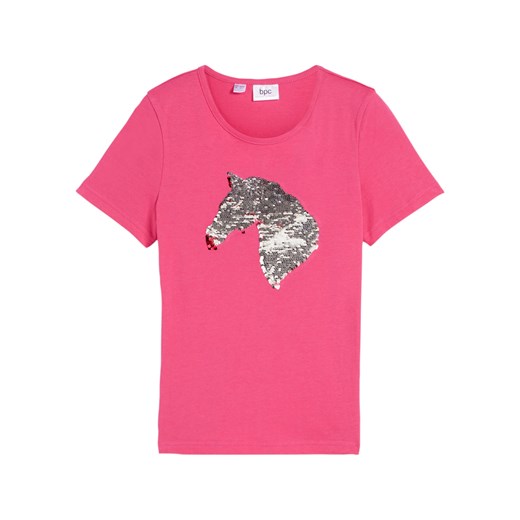 T-shirt dziewczęcy z obracanymi cekinami, z bawełny organicznej ze sklepu bonprix w kategorii Bluzki dziewczęce - zdjęcie 170707055