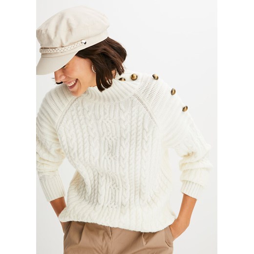 Sweter we wzór w warkocze ze sklepu bonprix w kategorii Swetry damskie - zdjęcie 170707239