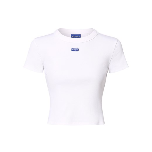HUGO BLUE Koszulka damska - Baby Tee_B Kobiety Bawełna biały jednolity ze sklepu vangraaf w kategorii Bluzki damskie - zdjęcie 170707508