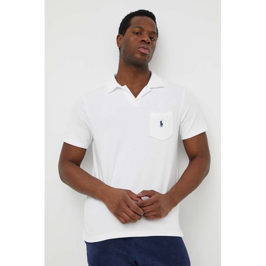 Polo Ralph Lauren polo męski kolor biały gładki ze sklepu ANSWEAR.com w kategorii T-shirty męskie - zdjęcie 170713996