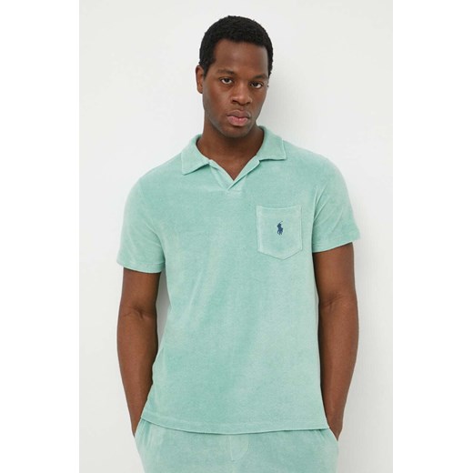 Polo Ralph Lauren polo męski kolor zielony gładki ze sklepu ANSWEAR.com w kategorii T-shirty męskie - zdjęcie 170714006