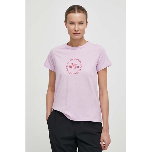 Helly Hansen t-shirt bawełniany damski kolor różowy ze sklepu ANSWEAR.com w kategorii Bluzki damskie - zdjęcie 170714468