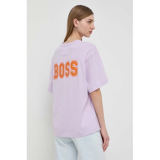 Boss Orange t-shirt bawełniany damski kolor fioletowy 50520478 ze sklepu ANSWEAR.com w kategorii Bluzki damskie - zdjęcie 170714488