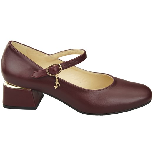 Obuwie Damskie Czółenka z Paskiem Bordowe Skóra naturalna 202 ElitaBut Elitabut 44 elitabut.pl