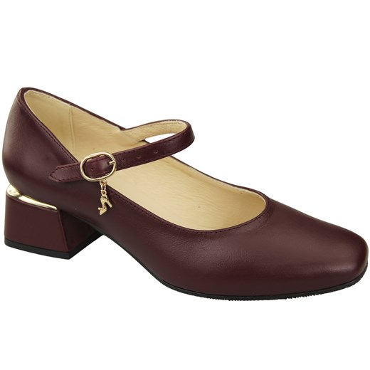 Obuwie Damskie Czółenka z Paskiem Bordowe Skóra naturalna 202 ElitaBut Elitabut 43 elitabut.pl