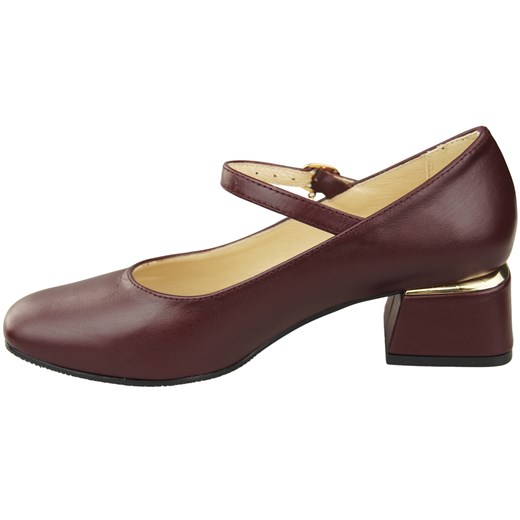 Obuwie Damskie Czółenka z Paskiem Bordowe Skóra naturalna 202 ElitaBut Elitabut 43 elitabut.pl